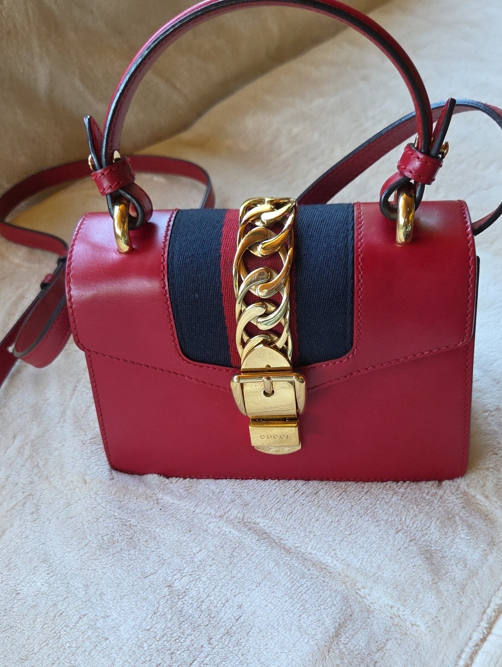Gucci Red Leather Mini Top Handle/Shoulder Bag
